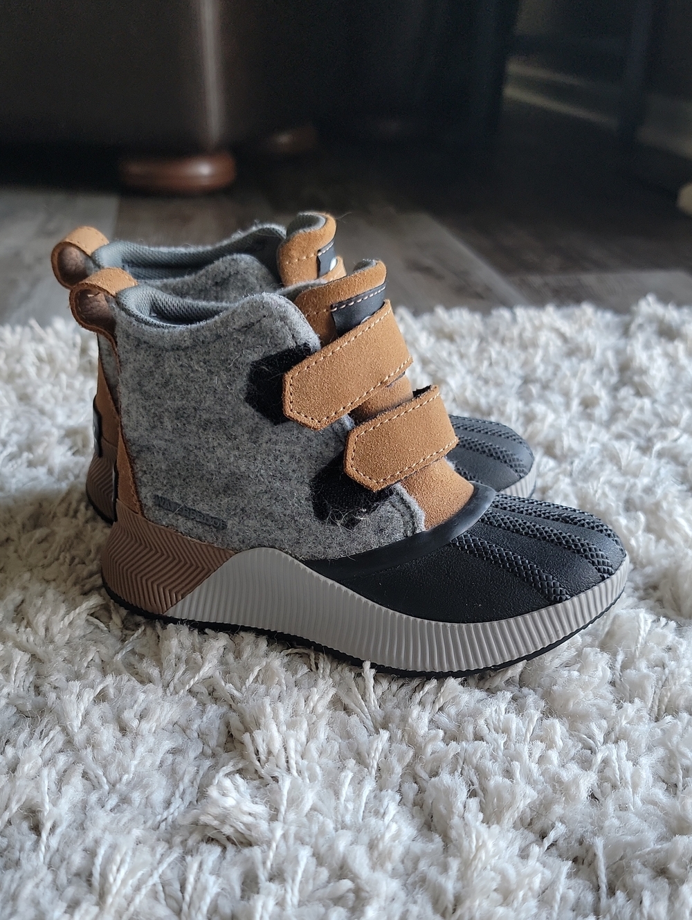 Sorel Kids Gray and Tan Waterproof Winter Boots